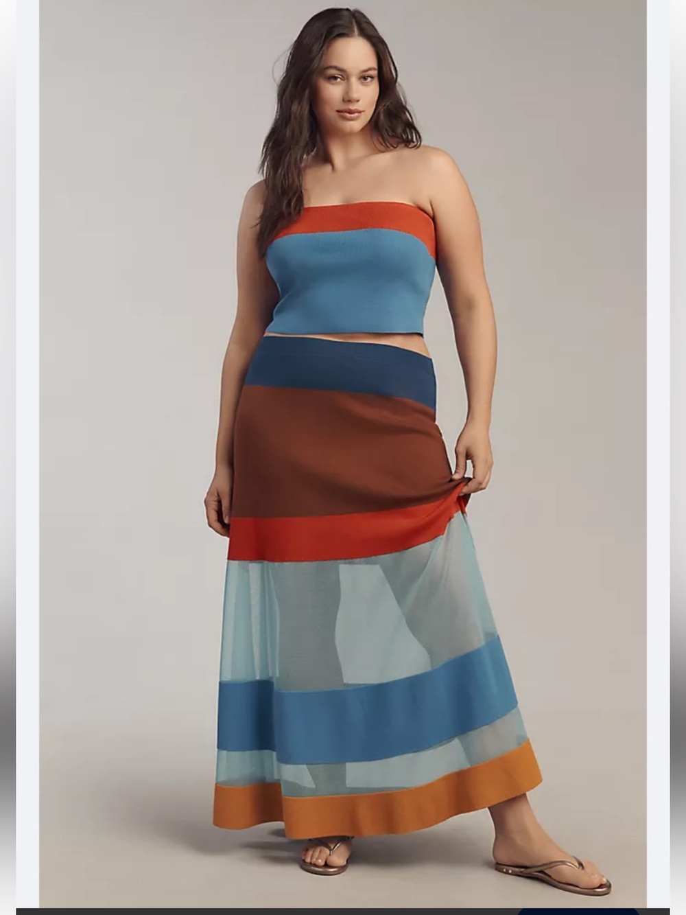 NWT retail $148 size M #Anthropologie,#Maeve. “Striped Sheer Maxi Skirt”.
